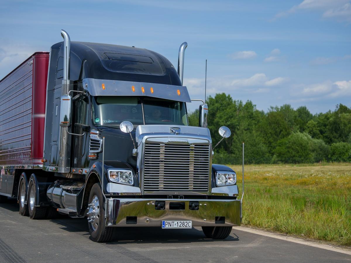 Freight truck travelling on a rural road